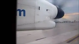LOT Dash 8 Q400 landing and taxi with audible PTU!