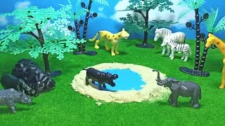 DIY miniature | membuat kebun binatang mini dengan jerapah, gajah, zebra,kuda nil, cheeta, badak