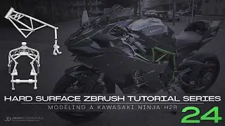 Hard Surface ZBrush Tutorial Series // Modeling A Kawasaki Ninja H2R // 24