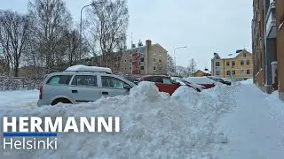 Walking in Helsinki Finland - Winter Morning Walk in Hermanni & Sörnäinen (February 2022)
