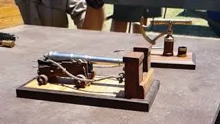 Firing a twentieth scale model English 6-Pounder Gun