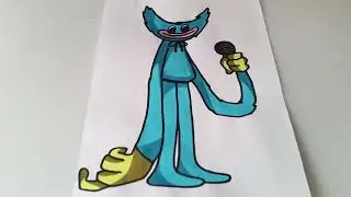 Drawing of Huggy Wuggy from Friday Night Funkin Mod