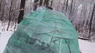 First snow fall in the hot tent