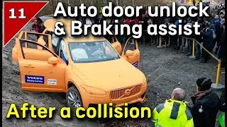 39. Auto door unlock and braking assist after a collision.