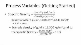 Getting Started (process variables -- specific gravity/formulas)
