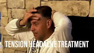 Tension headache self-treatment technique sitting or lying down.