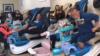 Guy Getting A Pedicure And Can't Stop Laughing