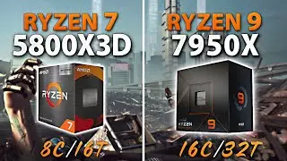 AMD Ryzen 7 5800X3D vs Ryzen 9 7950X // Test in 9 Games