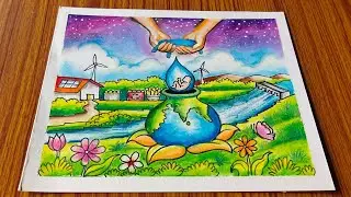 Save Water Easy Drawing / Save Life Drawing / World Water Day Drawing