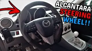 MY NEW ALCANTARA STEERING WHEEL JUST CAME FOR THE MAZDASPEED 3!! (Corksport Steering Wheel)