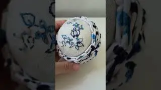 Плетение из бумажной лозы Игольница "Гжель" Вышивка бисером