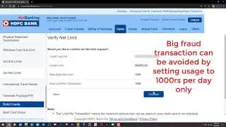 Temporary block HDFC credit card | how to protect hdfc credit card | Modify net limits