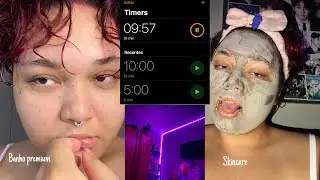 Madrugando comigo🧖🏻‍♀️😌|skincare nigth, assistindo, banho premium…
