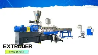 Twin screw conpounding extruder for LDPE with liquid modified and exteusion and pelletizing.