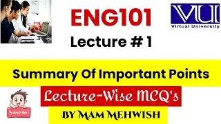 Eng101 Lecture No.01 Reading and Dictionary | Lecture-wise MCQs | By Mam Mehwish Virtual University