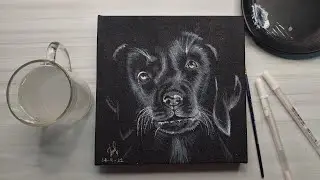 Painting Dog On Black Canvas