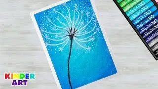 How to draw dandelion with oil pastel for beginners