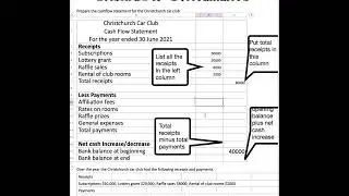 Year 11 cashflow statement for a club
