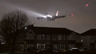 It's hard to sleep here ! Airbus A380 Nighttime Approach near Homes!