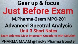 MPharma 2sem Most Important Questions|Advanced Spectral Analysis U3|Just Before Exam by Pharma Ma'am