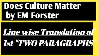Does Culture Matter #Line wise Translation of 1st 