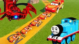 Big vs Small Lightning Mcqueen vs TRAIN EATER & THOMAS.EXE || Beamng Drive