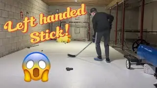 Shooting pucks, but I’m using a left handed stick!