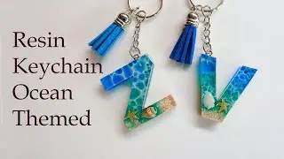 Resin Letter keychain Ocean Themed Step by Step Process | Resin Art Ideas for Beginners | Artshabits