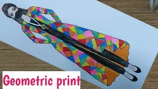 Geometric print illustration tutorial | fashion illustration | step by step | fashion designing