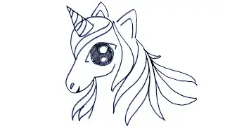 Как нарисовать единорога. Лошадка. Рисунок фломастером. Drawing a unicorn