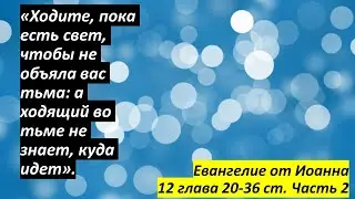 Ин.12:20-36. Часть 2. Доколе свет с вами, веруйте в свет, да будете сынами света.
