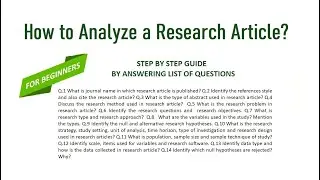 How to Analyze a Research Article