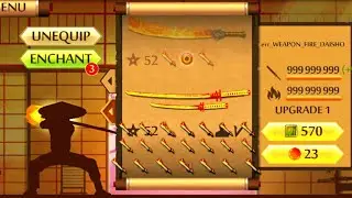 Shadow Fight 2 999x More powerful Weapon Fire Katana with Unlimited Overheat Enhancements Power