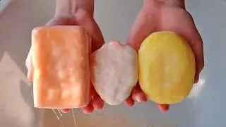 ASMR Mushy Soap and Sponge 🍓🍓  Satisfying Sponge Squeezing