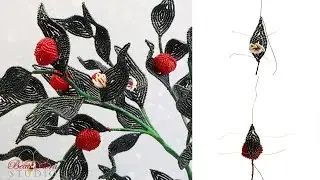 Bead-along Day 4 - French beaded Italian Ruscus - Blossom and Berry Leaves