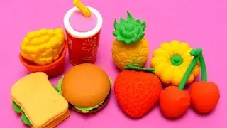 Fast Food Kit Eraser & Fruits Kit - Kawaii Erasers for School