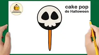 Como desenhar um bolo pop de Halloween | Como desenhar um cake pop de caveira | Desenhos felizes