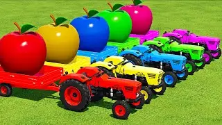 LOAD GIANT APPLES & TRANSPORT WITH MAN & DEUTZ MINI TRACTORS - Farming Simulator 22
