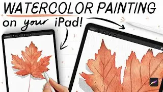 Digital watercolor leaf tutorial in PROCREATE 🌟 (easy maple leaf painting on your iPad!)
