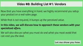 Building List #1: Vendors | Building Your Buyers List