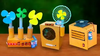3 Science project item made of cardboard DC motor cooling fan LED