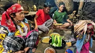 Helping grandmother prepare a meal with organic vegetables and greens in a rural area.