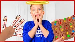 Андрей учится считать шоколад с папой Candy for kids