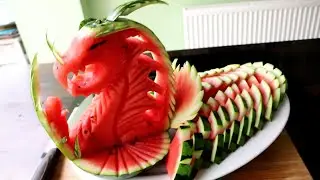 How to Make Watermelon Dragon Decoration | Watermelon Art | Fruit Carving Watermelon Garnishes