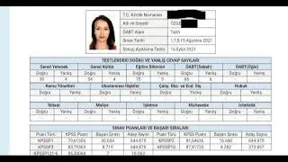 KPSS- TARİH- NETLERİM VE PUANIM (2021)