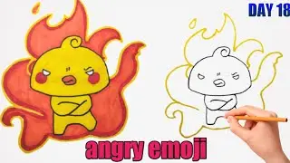 angry sticker😡-emoji drawing and coloring|angry emoji drawings