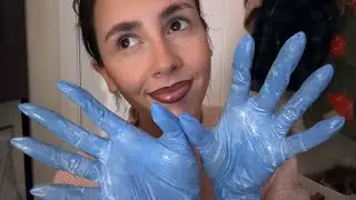 ASMR- Inspecting/massaging you fast with gloves & super close ear to ear whispers🧤