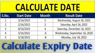 Calculate Date || Calculate Date from Month || Calculate Expiry Date || How to calculate expiry date