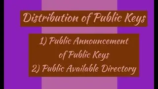 Public Key Distribution   [ Public Announcement and Public Available Directory]