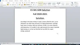 CS 501 Gdb Solution Fall 2020-2021 100% Correct .